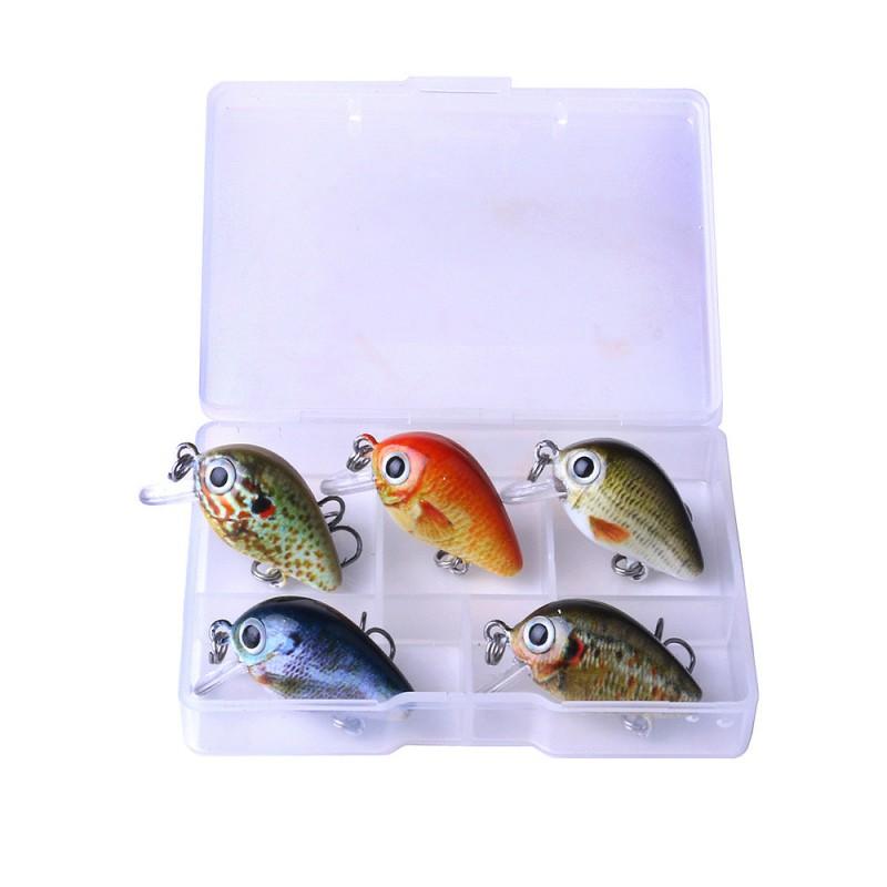 5-Piece Mini Crankbait Fishing Lure Set 1.5g 2.7cm Freshwater Bass Pike Perch