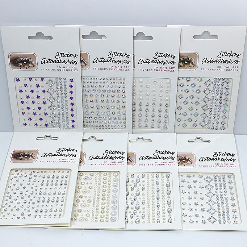 1Sheet Eye Body Face Gems Jewels Pearl Rhinestone Stickers Self Adhesive Crystal Rainbow Makeup Diamonds Face Decoration Sticker