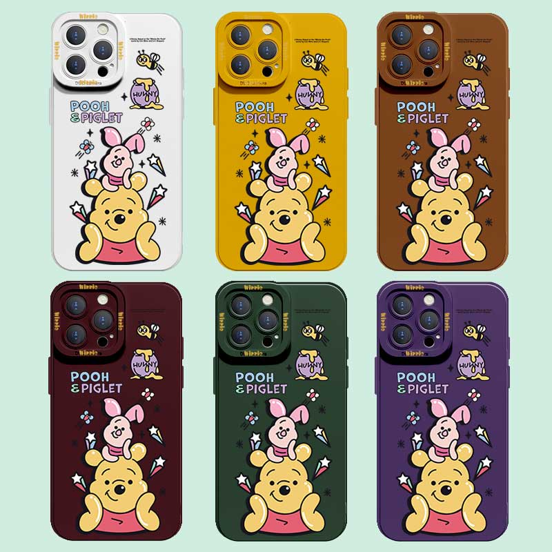 

Чехол для телефона с милым мультяшным медведем Винни, поросенком, Диснеем, с квадратным краем, жидкий силиконовый чехол, полное покрытие, защитный чехол для камеры для iPhone
