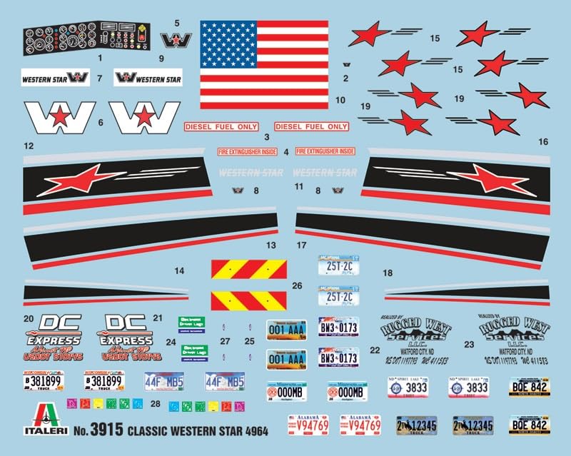 Platz Italeri Western Star Tractor Head Plastic Model IT3915 1/24