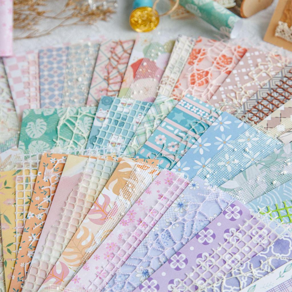 Retro Story Series: Warm Sun Mixed Material Paper Journal Flower Collage - 6 Styles