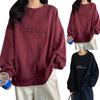Kadın Uzun Kollu O Yaka Kazak Harf Baskılı Oversize Bluz Sweatshirt