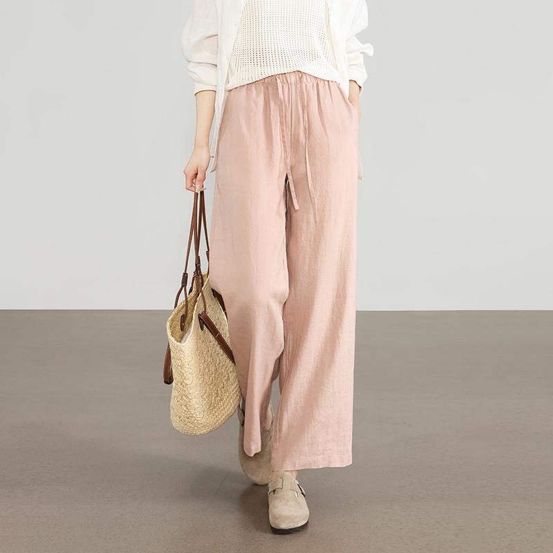 

Women s Slim Wide-Leg Linen Trousers: High-End, Old Money Style for Summer and Autumn 2026 Double Extra Large
