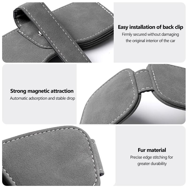 Suede Car Sun Visor Magnetic Holder Glasses Ticket Double Clip For Citroen C5 C1 C2 C6 C4L DS3 DS4 DS5 C-Elysee Grand Berlingo aje256