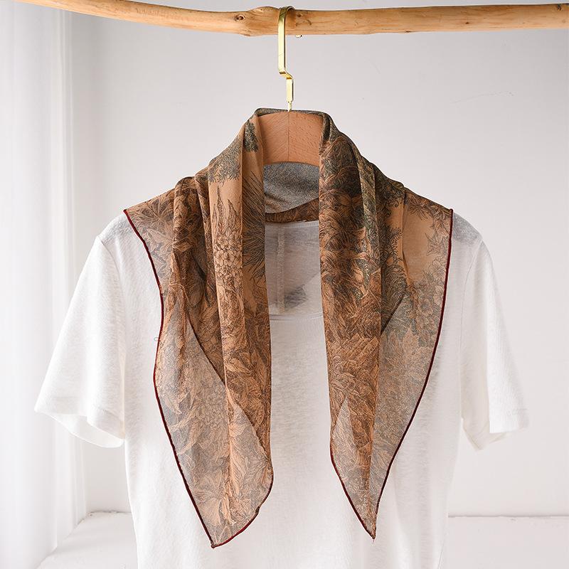 111 mulberry silk [Palermo Botanical Garden] silk silk scarf women's spring and autumn high-end retro square scarf scarf