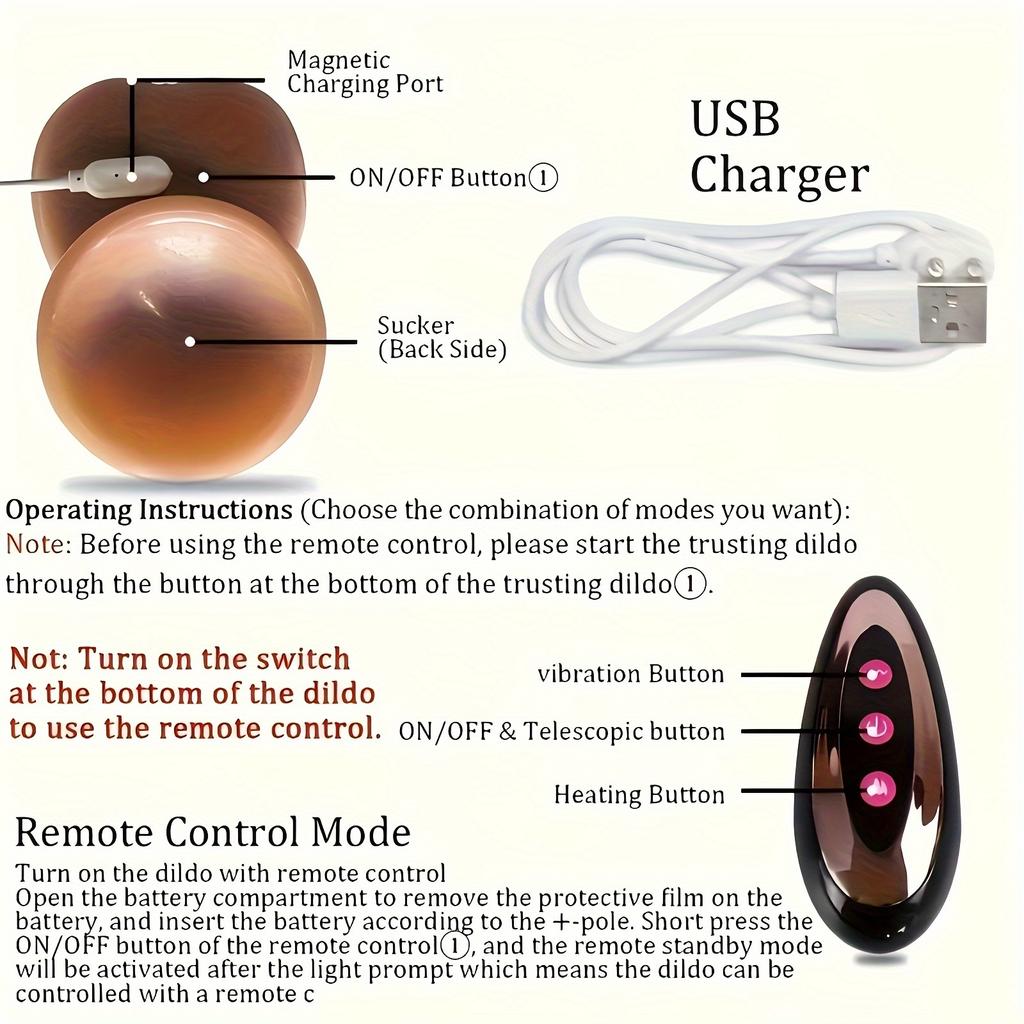 8.66 Inch Strong Penis 4-in-1 Vibrator,10 Model Vibration,360° Rotation,Slow Heating Remote Control,Sex Toys,Flirting Toys,Gifts,Prank Props, Dildo
