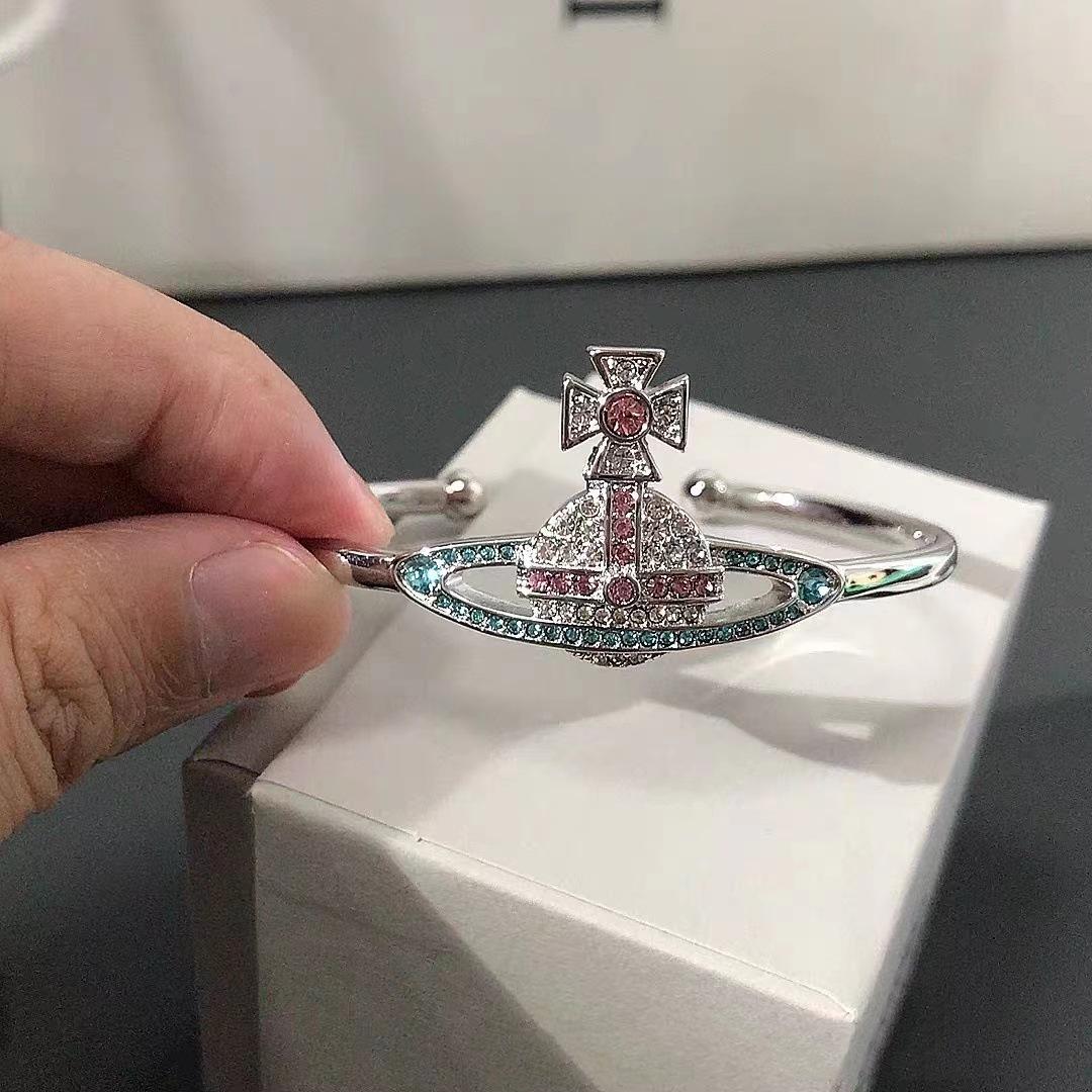 

Сатурн Циркон Открытый браслет: Универсальный геометрический роскошный браслет для женщин