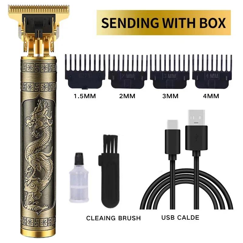 T9 Vintage Hair Clipper Portable Hair Cutting Machine USB Fast Charging Shaver Barber Cordless Hair Trimmer For Men's Barbe