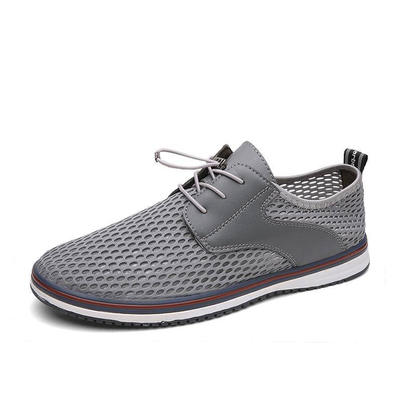 Men's hollow mesh shoes breathable soft sole one-pedal lazy shoes middle-aged and elderly father shoes casual men's shoes