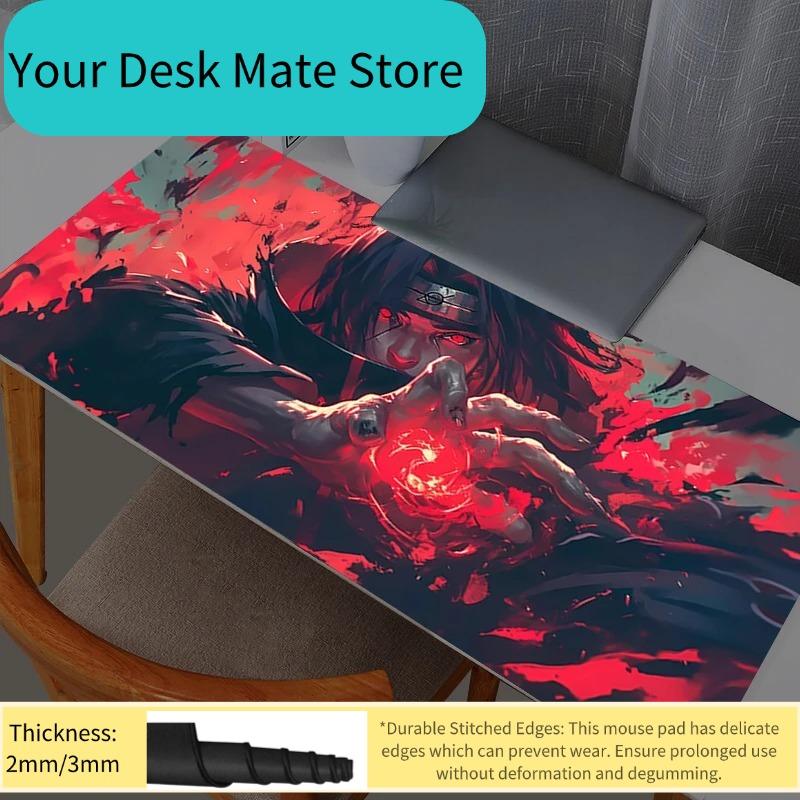 Alfombrilla de ratón Anime Naruto Itachi Uchiha Gamer Grande XXL Tableta Teclado Varmilo Alfombra Kawaii Accesorios de Gaming Alfombrilla de ratón