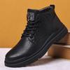 Casual Formal FootwearMen's Leather Shoes New In Winter Men Boots Warm Plush Lace-up Ankle Boots Comfy Office Work Shoes