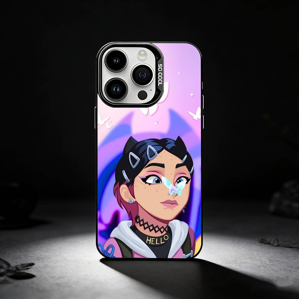 Popular V-Valorant C-Clove Phone Case For iPhone 17,16,15,14,13,12,11 Plus,Pro Max,XS,Colored silver phone case