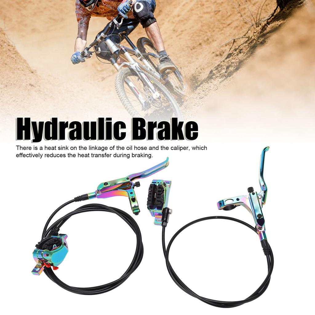 Hydraulic Disc Brake Set Aluminum Alloy 4 Piston Front and Rear Bilateral Hydraulic Brake for Mountain Bike