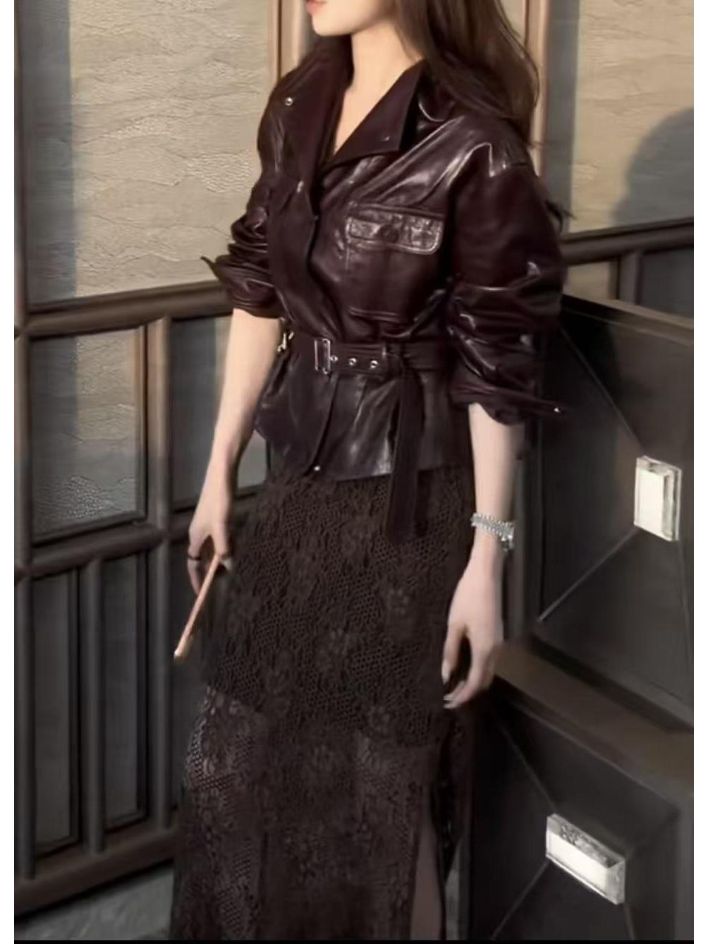 

Early Spring 2026 Luxe Waist-Cinching Lace Jacket & Skirt Set 3XL
