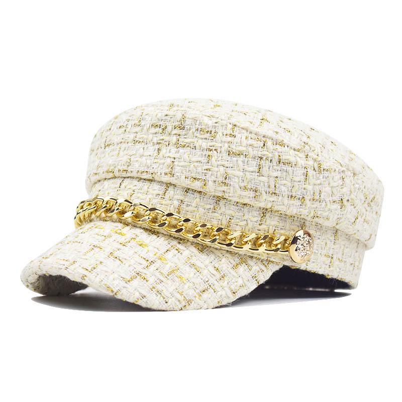 Women's Vintage Octagonal Beret, Newsboy Hat, Casual Imitation Woolen, Plaid, New Fashion, 2024