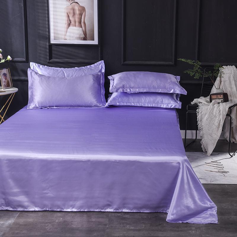 1pc Flat Bed Sheet Silky Bedsheets Solid Color Bed Linen Smooth Flat Sheets Sabanas Para Cama Home Textile Bed Sheets