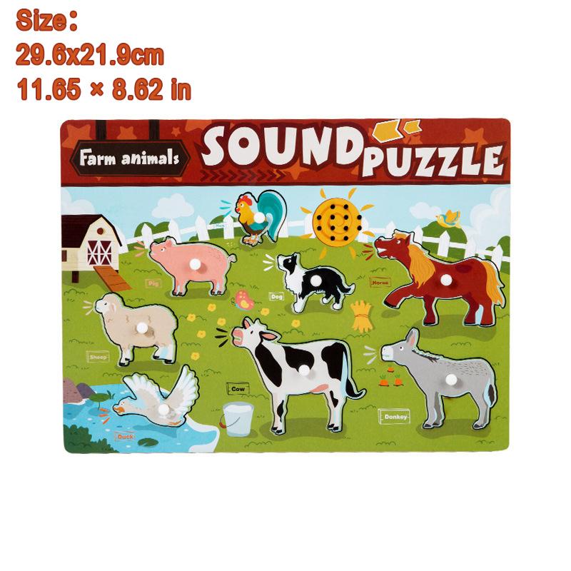 Montessori Animal Sound Puzzle Wooden Toy Baby Animal Sound Matching Cognition Sensory Game Early Skills Development CreativeToy