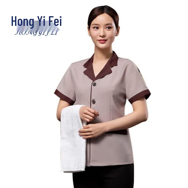 Short-Sleeved Breathable Cleaning Service Uniform Top