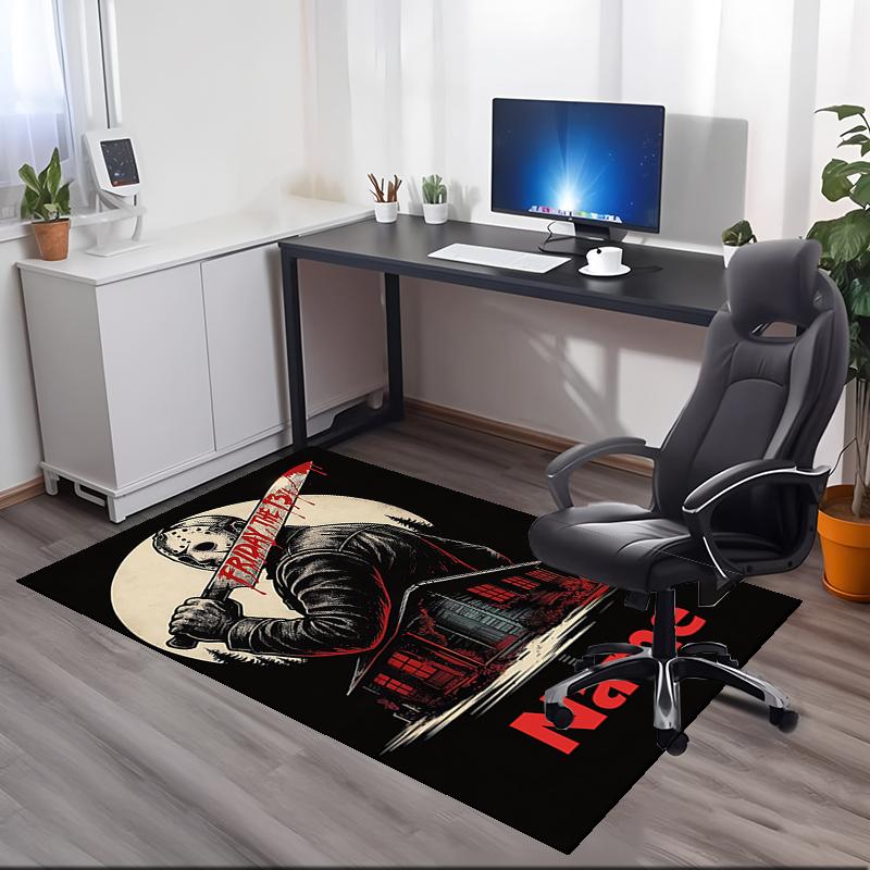 Custom Name Friday the 13th Printed Carpet, for Office Chair Living Room Bedroom Kitchen Room Decor Gifts.
