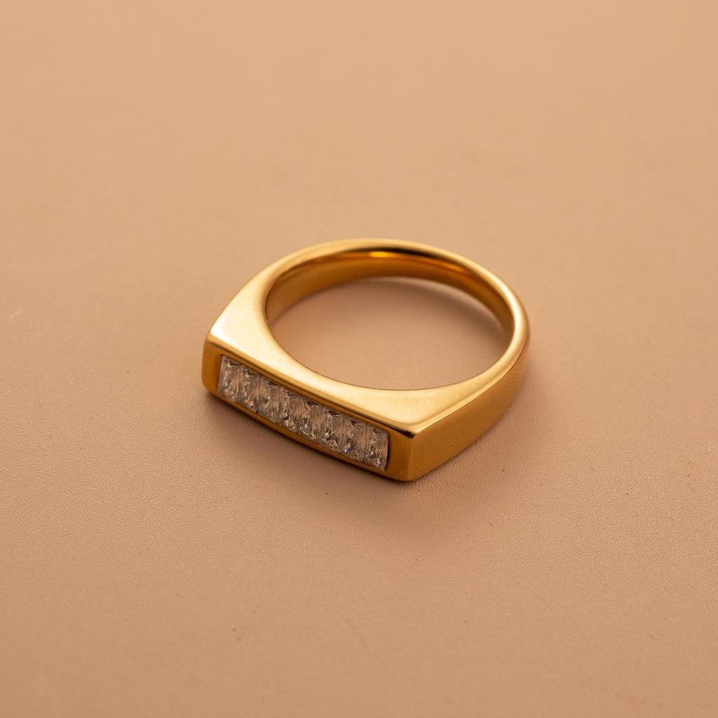 Euro-Amerikanischer Mode-Rhinestone Zirkon Edelstahlring - Elegant & Vielseitig