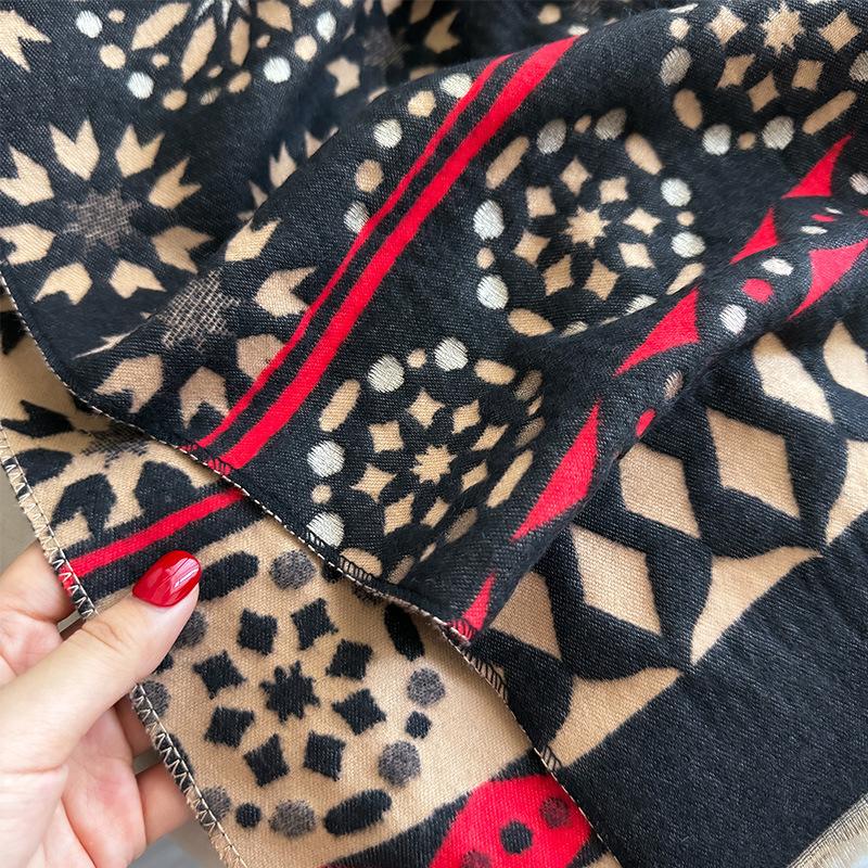 Autumn And Winter Scarf Women'S Cashmere Double-Sided Dual-Purpose High-Grade Texture Shawl Air Conditioner Warm Wool Scarf