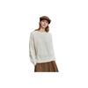Solid Color Round Neck Loose Long Sleeve Pullover Knit Sweater Women Sweater Off-White EM36929