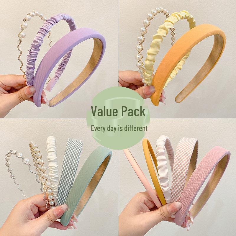 Sponge Headband & Pearl Hair Clip Set for Women – Versatile Summer Hair Accessory for Face Washing & Styling