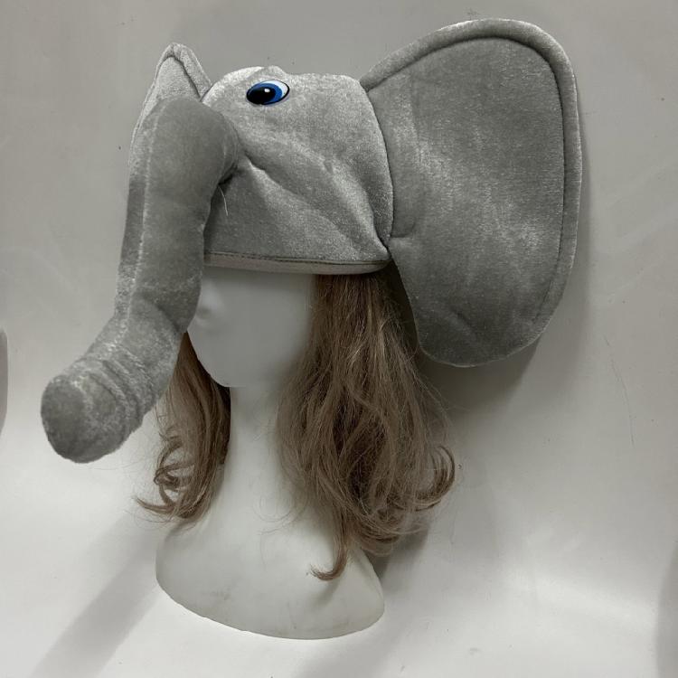 Plush Elephant Hat Unisex Headgear for Halloween Cosplay Event Props Novelty Costume Hat Headwear 3D Hat for Party