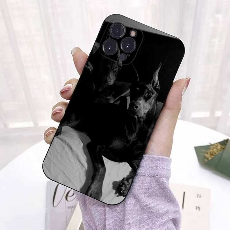 Zwierzę Jamnik Doberman pies Etui na telefon Silikonowe Miękkie Do iPhone 14 13 12 11 Pro Mini XS MAX 8 7 6 Plus X 2020 XR Shell