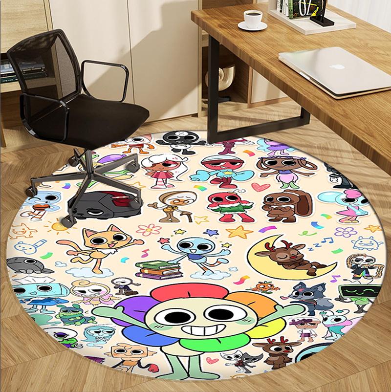 Dandy's World Pattern Round Rug, Indoor/Outdoor Mat, for Picnic, Gameroom, Bedroom, Office, Living Room, Home Decor Carpet, Birthday Gift