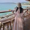 Early Autumn French Pink Long-sleeve Dress for Women, a New 2026 Waist-cinching Slimming Elegant Long Skirt for Early Autumn