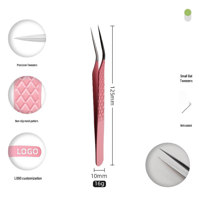 Golden Feather Stainless Steel Eyelash Tweezers for Grafting and Extensions