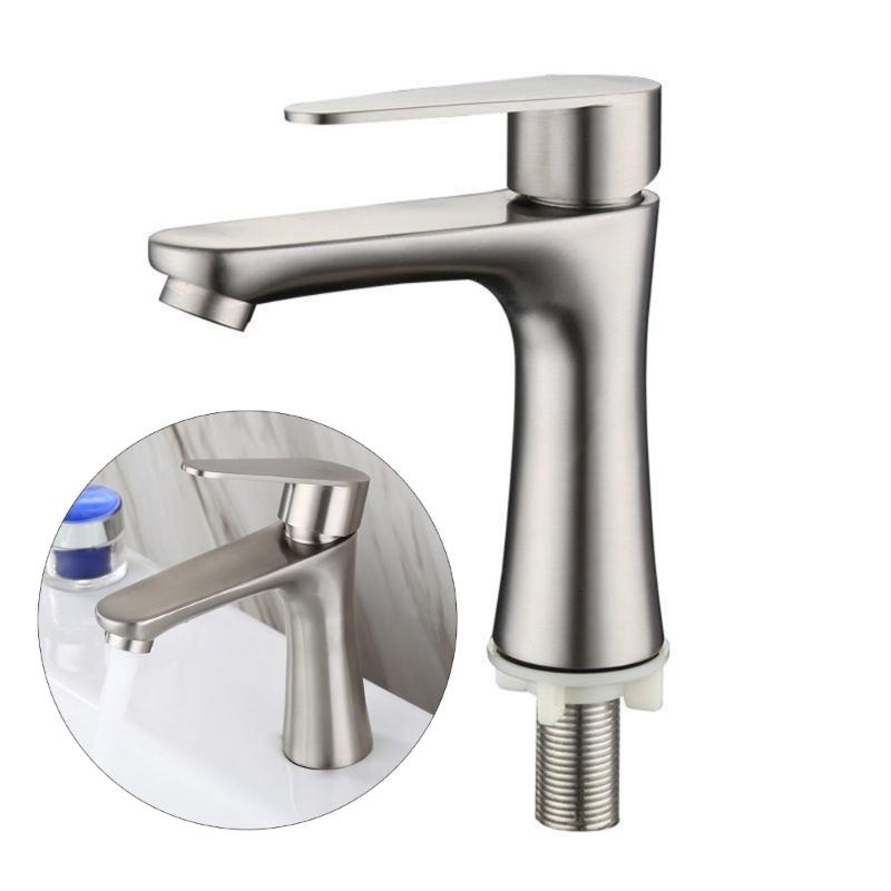 Modern Single Cold Water Faucet for Bathroom Sinks Food Grade Steel Cold Water Faucet Single Cold Tap Quick Installation