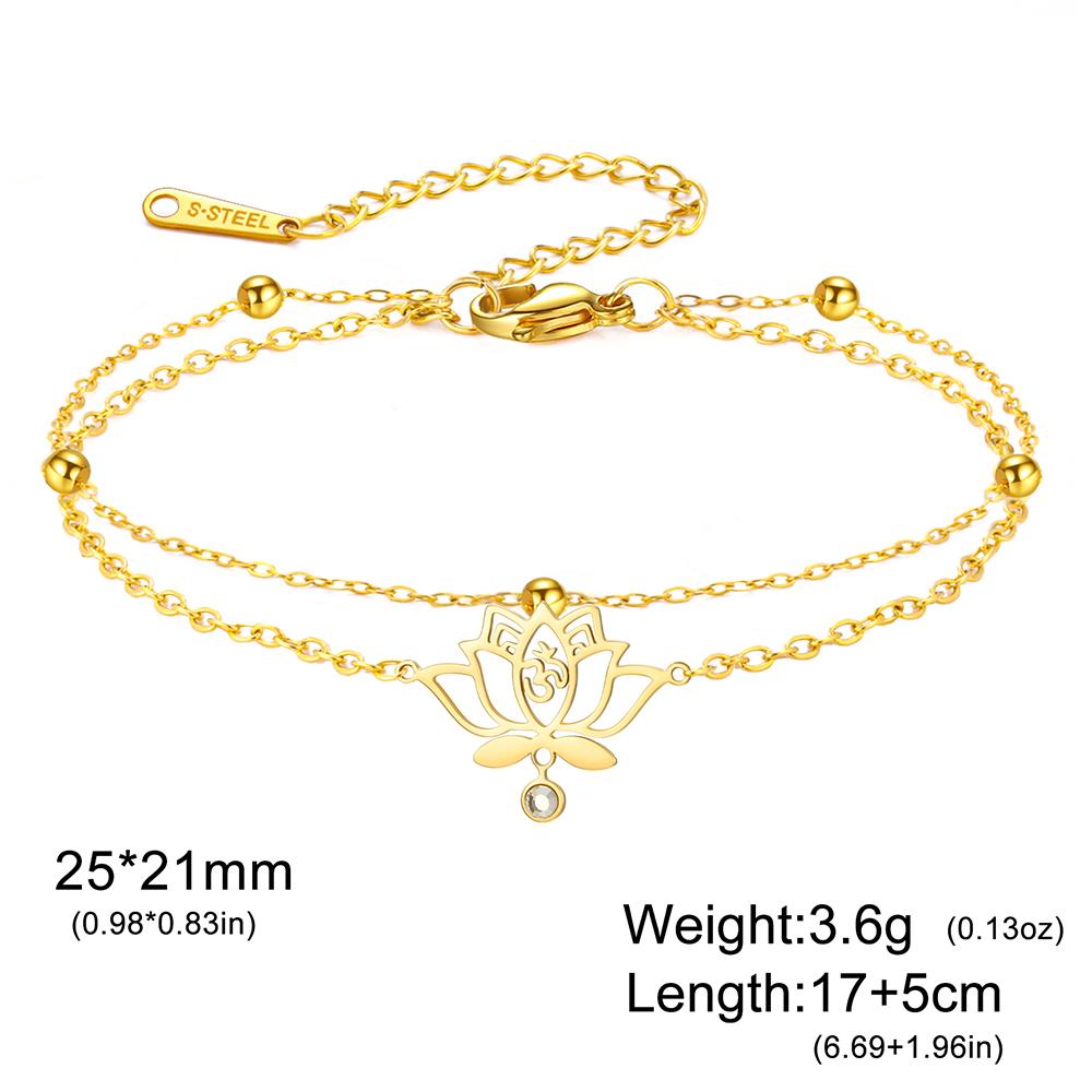 Dawapara Spiritual Lotus Flower Bracelet OM Protection Amulet Yoga Healing Inspirational Gift for Women Stainless Steel Jewelry