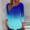 Round Neck 3D Printed Colorful Gradient Top Fashionable Casual Long Sleeved Women's T-shirts