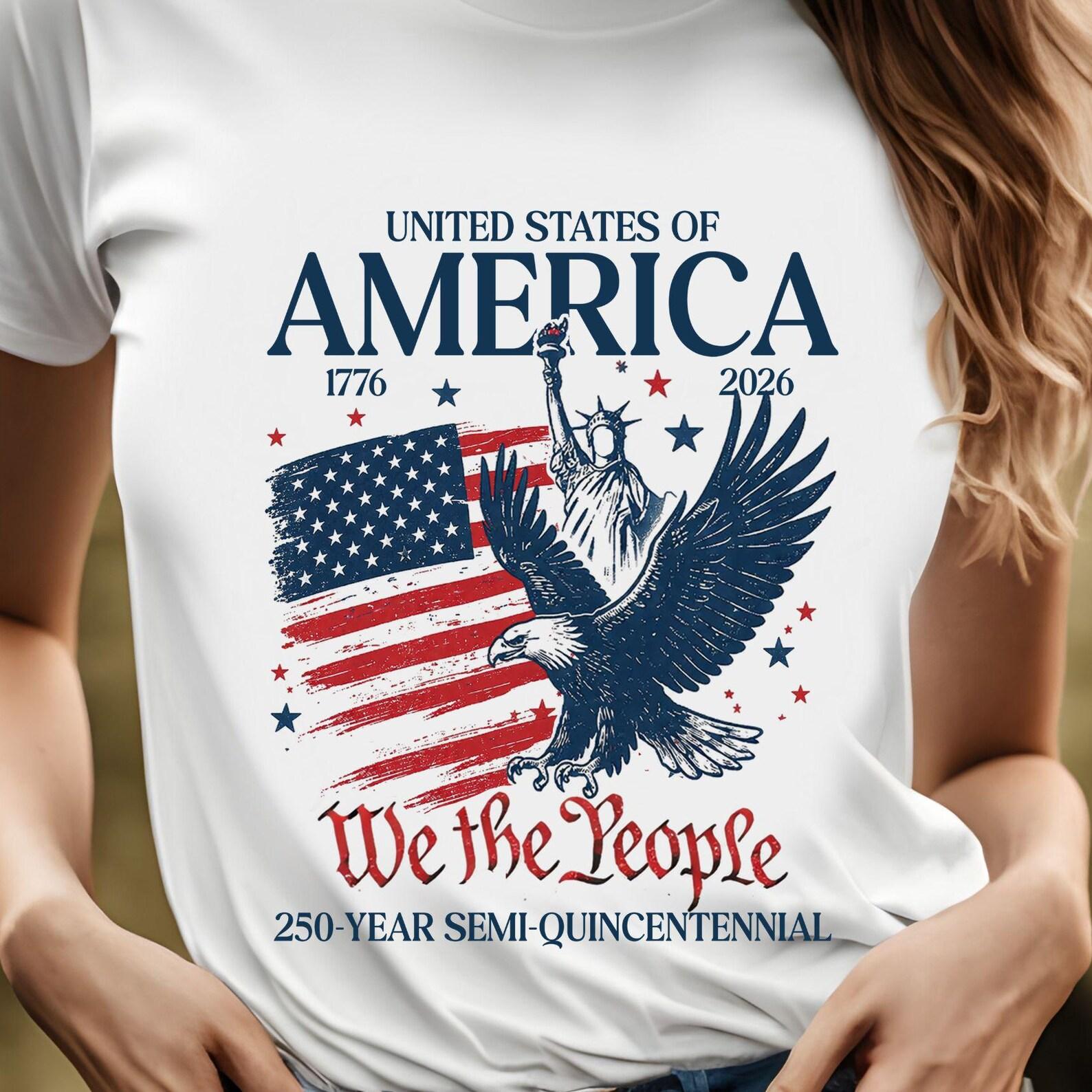 We the People American Flag Eagle T-Shirt | USA 250 Year Semi-Quincentennial, 7 colors XL
