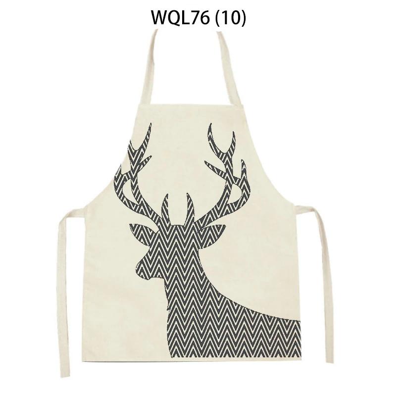 Kitchen Apron for Women Cartoon Animal Polar Bear Deer Printed Sleeveless Linen Aprons Home Cleaning Tools Cooking Baking Apron