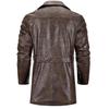 Men's Korean Style PU Leather Mid-Length Windbreaker Jacket