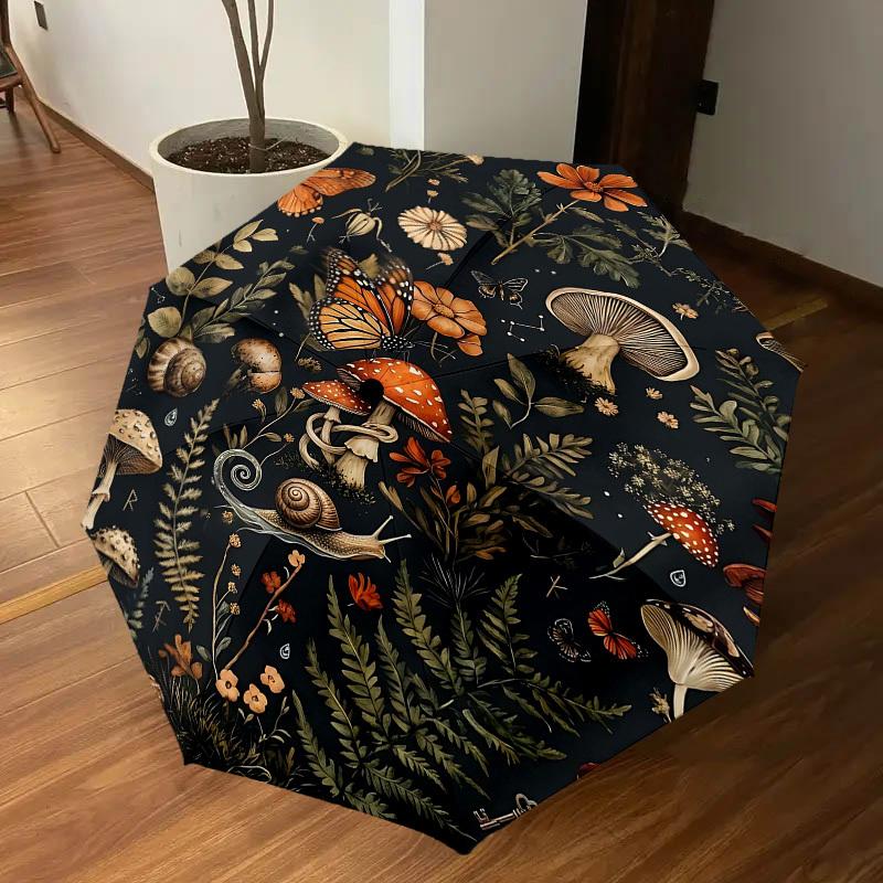1PC Mushrooms Flowers Umbrella-8-Rib Reinforced Portable Folding Travel Suitable for All Seasons Outdoor Daily Use Is an Ideal Choice -K0377