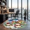 Christmas Street Printed Round Rug Carpet Chair Rug Area Rug Entryway Doormats,for Office Chair Living Room Bedroom Kitchen Room.