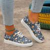 Sneakers Damskie Buty Sznurowane z Nadrukiem Kwiatowym Okrągły Nosek Damskie Płaskie Buty Pojedynczy But Sznurowane Casualowe Płaskie Sneakersy