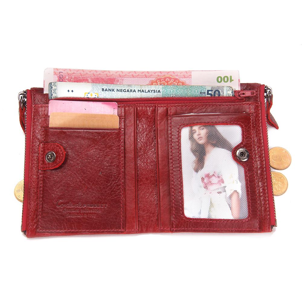 CONTACT'S Echtes Leder Vintage Geldbörse Herren Kurzes Münzfach RFID Kartenhalter Unisex Kleine Geldbörsen Hohe Qualität Designer Geschenk für Freund oder Familie