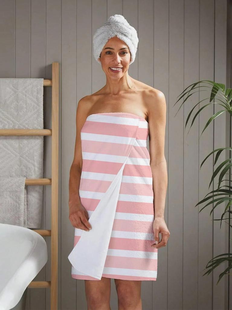 Couple Size Striped Beach Towel, Soft Absorbent Polyester Fabric, Modern Knit Design, Ideal for Travel, Vacation, Pool & Camping