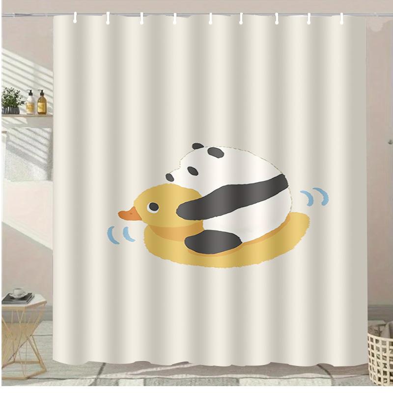 Simple Alpaca Washable Dirt-Resistant Shower Curtain Shower Head Waterproof Polyester Bath Curtain For Home Decor Accessories
