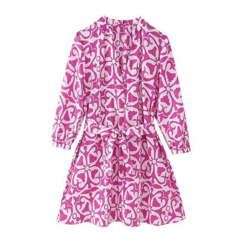 Fashion Style 2024 Summer New Women's Clothing Elegant Slim Looking Versatile Printed Short Dress 3238767252