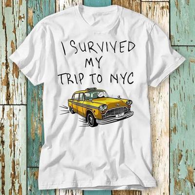 Przeżyłem Moją Podróż do NYC Miasto Nowy Jork Pająk Tom Żółta Taksówka Mem Koszulka Top Design Unisex Damska Męska T-shirt Retro Moda Vintage S730