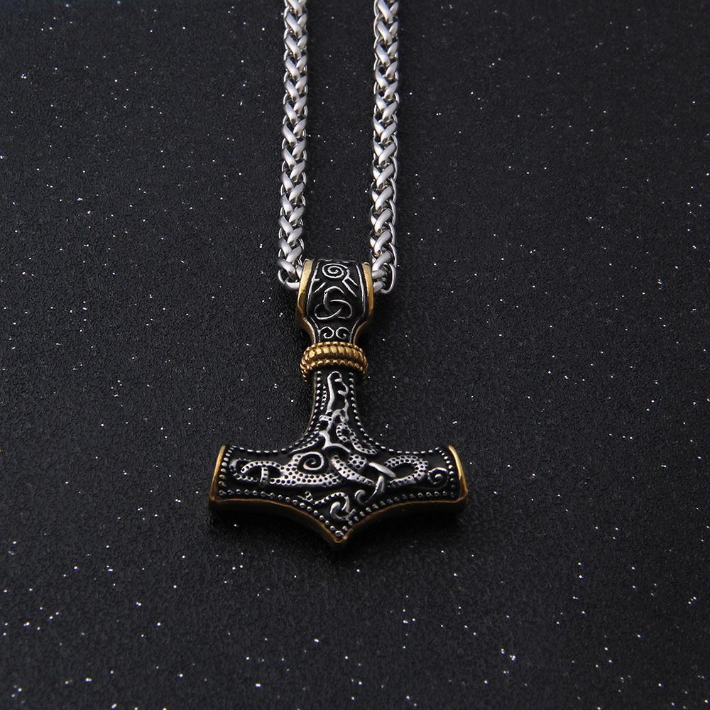 

Винтажное ожерелье из нержавеющей стали с молотом Тора, скандинавское ожерелье с подвеской в виде викингов, скандинавский норвежский мужской амулет в стиле хип-хоп, ювелирные изделия в подарок