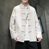 Black White Chinese Shirt Man Linen Tang Suit Spring Autumn Long Sleeve Kung Fu Shirt Traditional Men Blouses