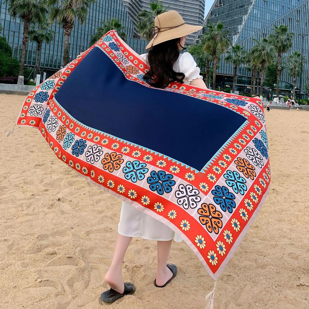 90x180cm Bikini Bathing Swimwear Cover Up Sarong Wrap Scarf Twill Cotton Pareo Beach Cover-Ups Women Large Beach Dress