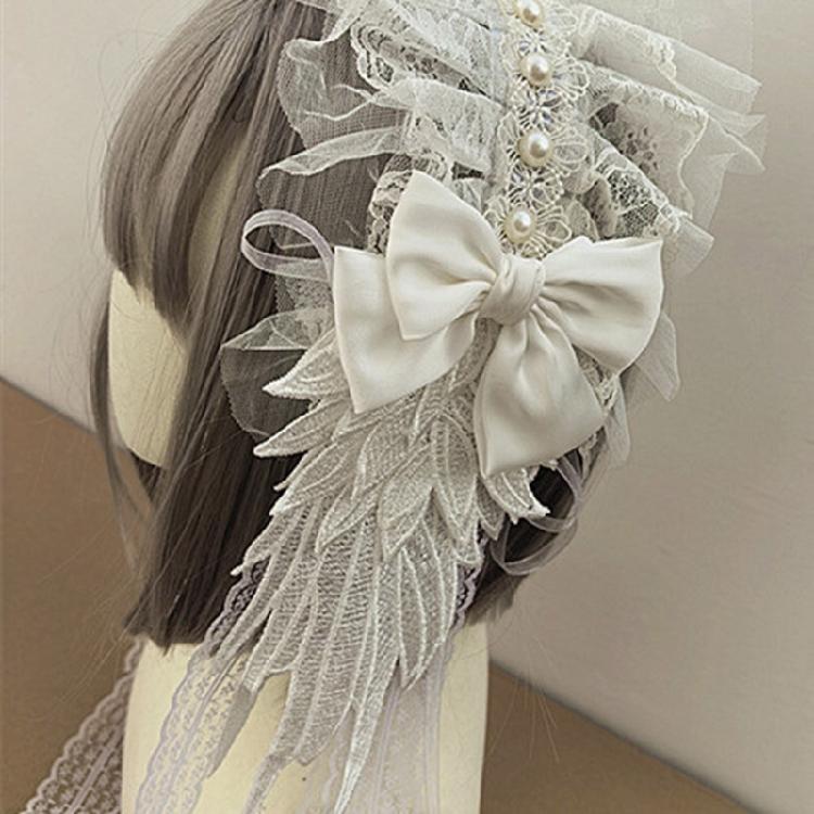 Elegant Lace Winged Headband Gothic Lolita Fashion Hairpiece Stylish Hair Ornament for Women Girls Special Occasions